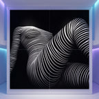 LOUNGE | Reclining Minimalist Female Silhouette Op Art | Luxury Multi-Print Wall Art | 1-Of-1