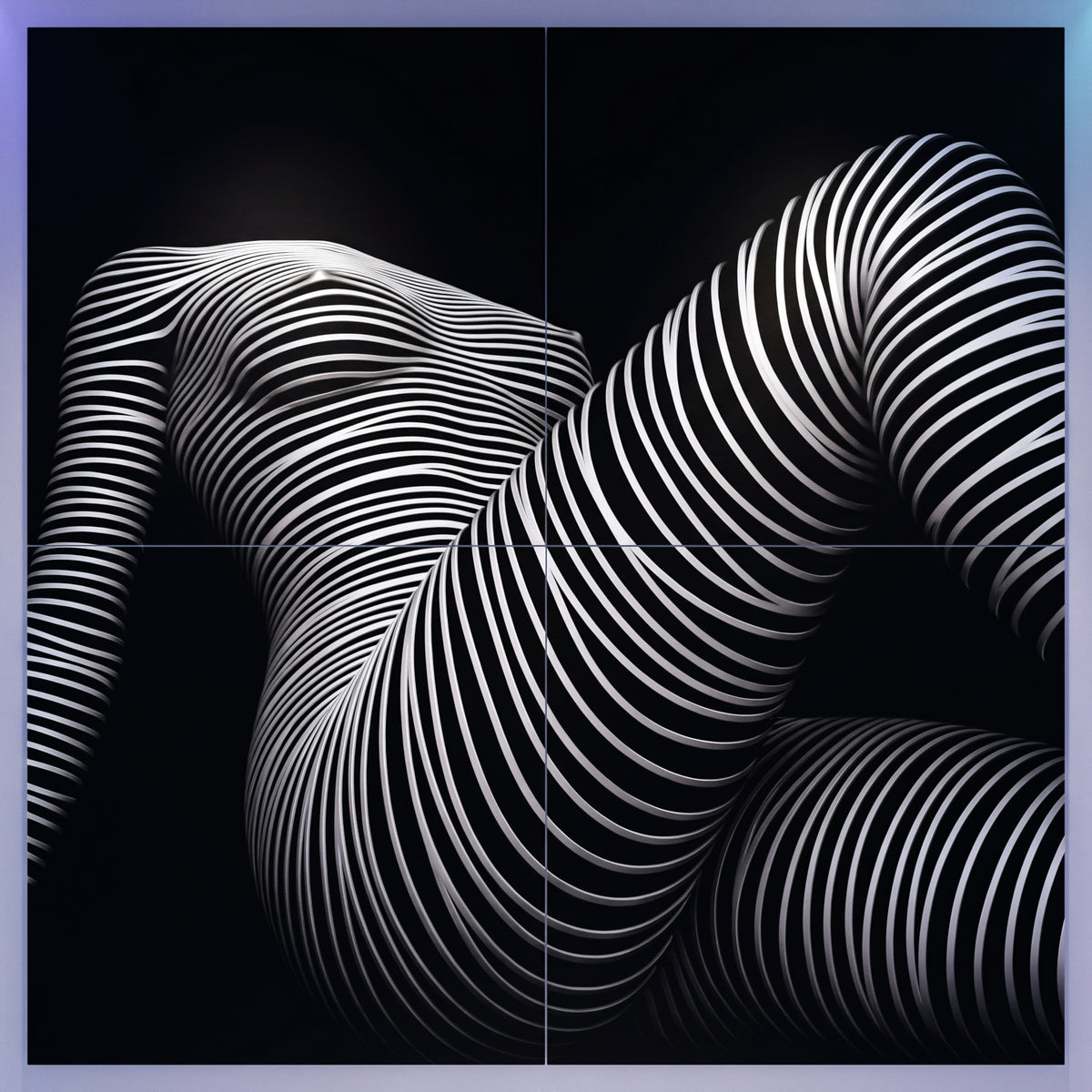 LOUNGE | Reclining Minimalist Female Silhouette Op Art | Luxury Multi-Print Wall Art | 1-Of-1