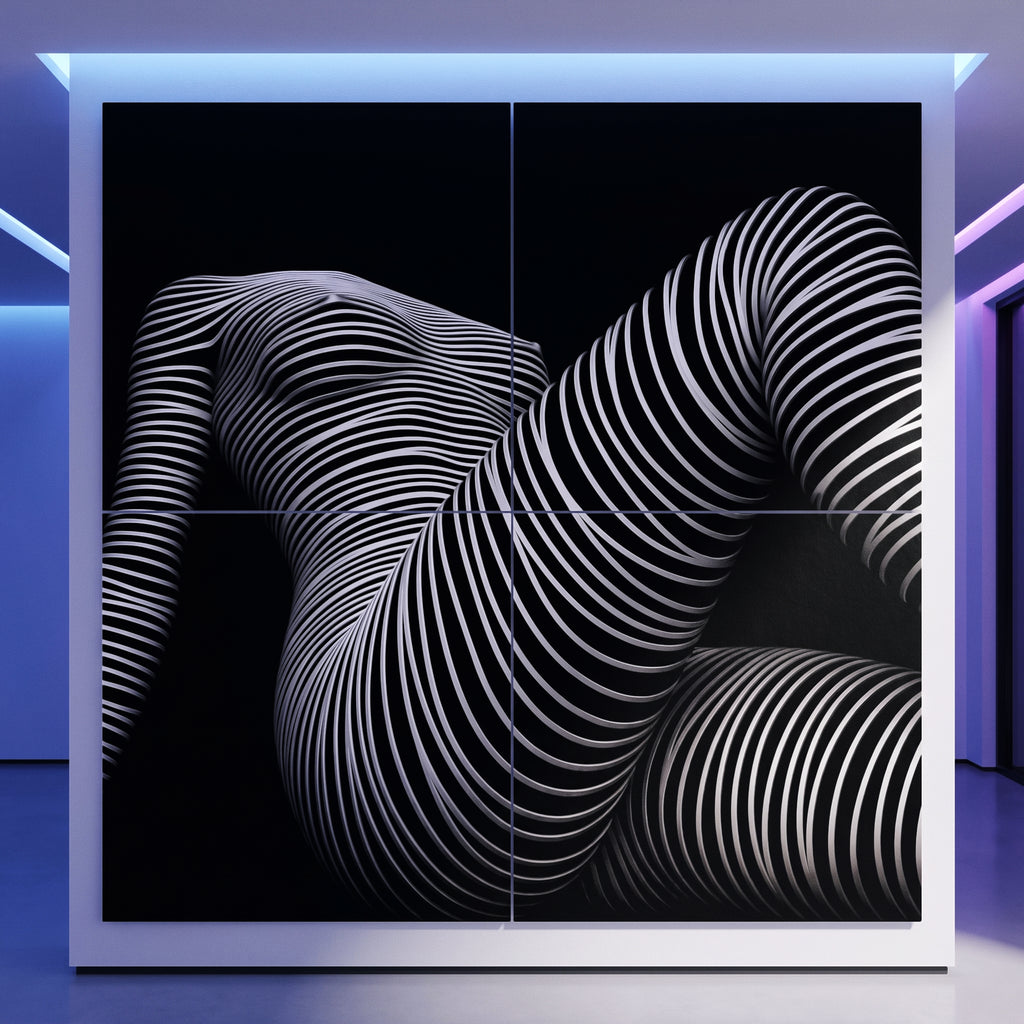 LOUNGE | Reclining Minimalist Female Silhouette Op Art | Luxury Multi-Print Wall Art | 1-Of-1