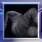 LOUNGE | Reclining Minimalist Female Silhouette Op Art | Luxury Multi-Print Wall Art | 1-Of-1