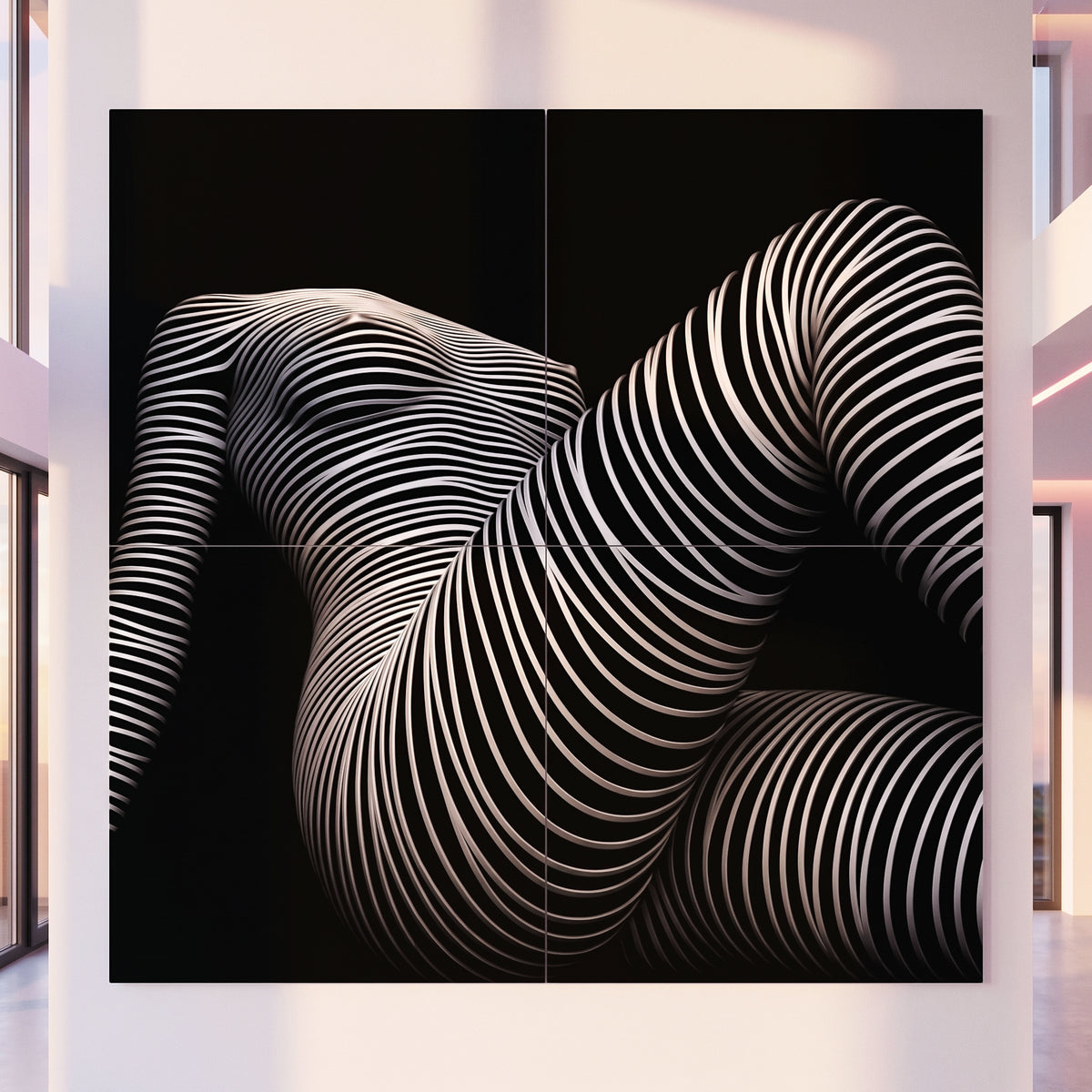 LOUNGE | Reclining Minimalist Female Silhouette Op Art | Luxury Multi-Print Wall Art | 1-Of-1