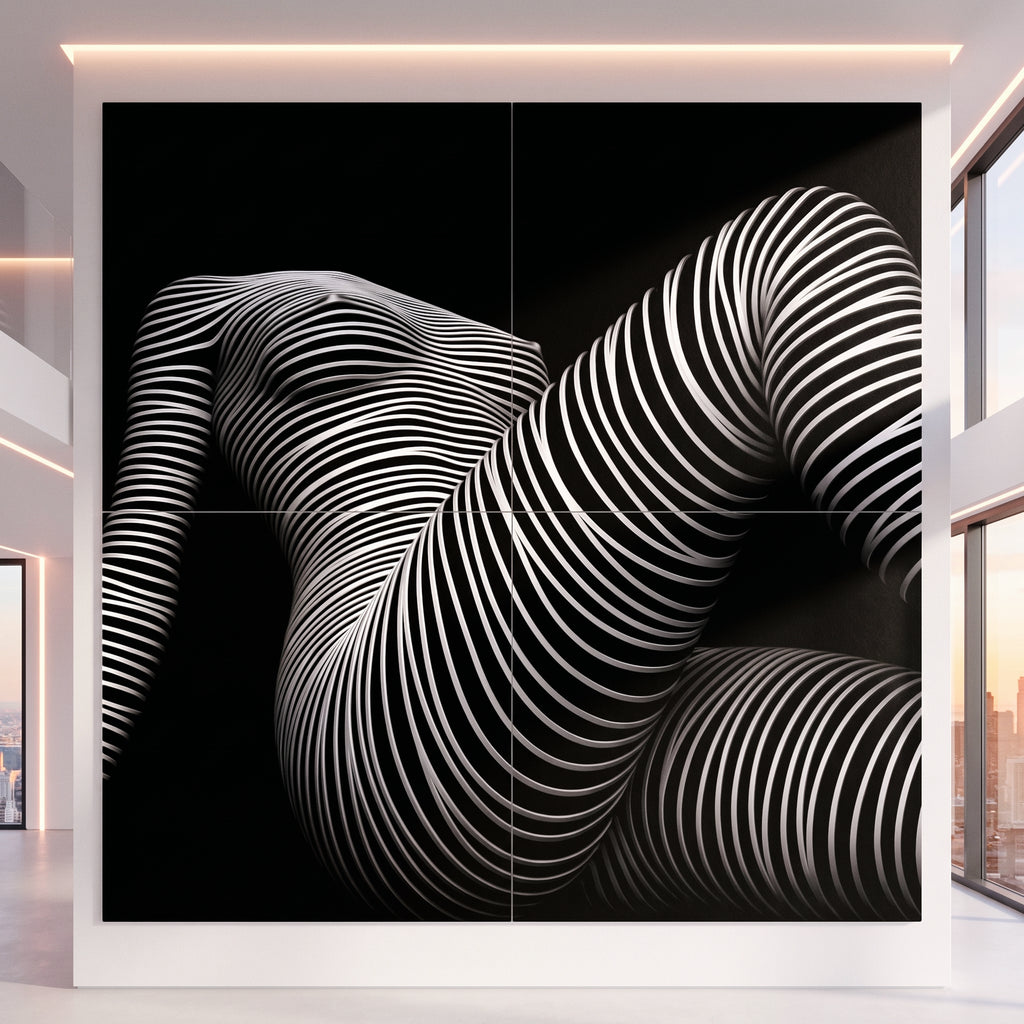 LOUNGE | Reclining Minimalist Female Silhouette Op Art | Luxury Multi-Print Wall Art | 1-Of-1