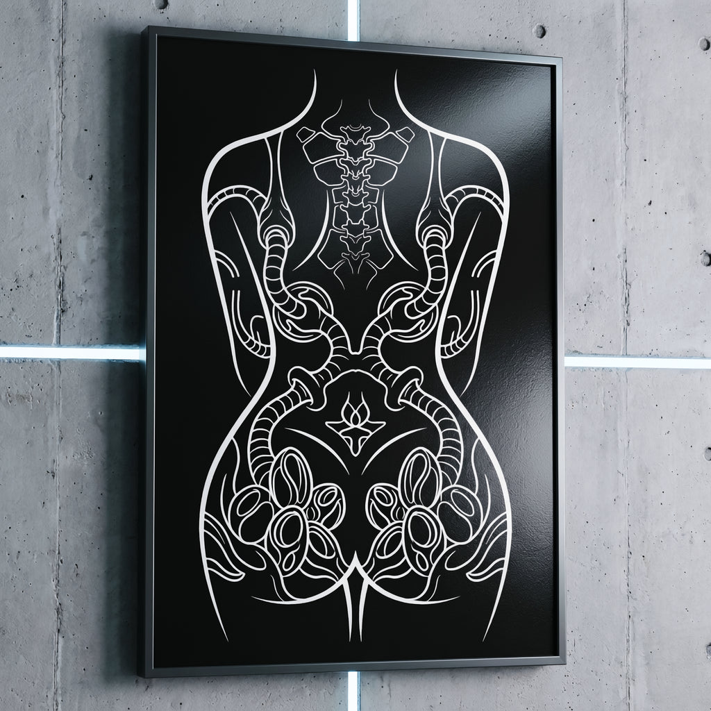 NEO | Minimalist Abstract Gothic Female Figure Wall Art Print | Luxury Wall Decor Op Art
