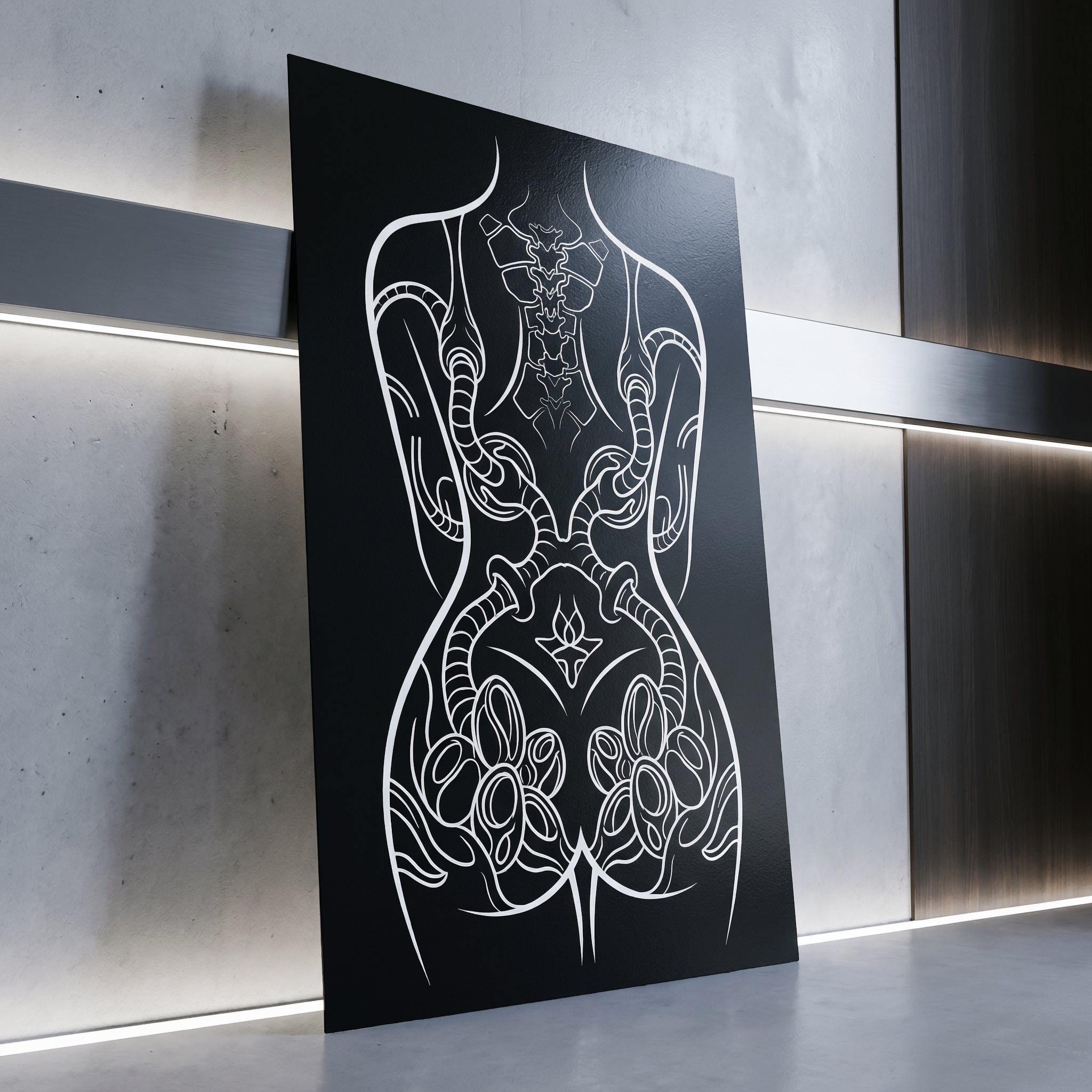 NEO | Minimalist Abstract Gothic Female Figure Wall Art Print | Luxury Wall Decor Op Art