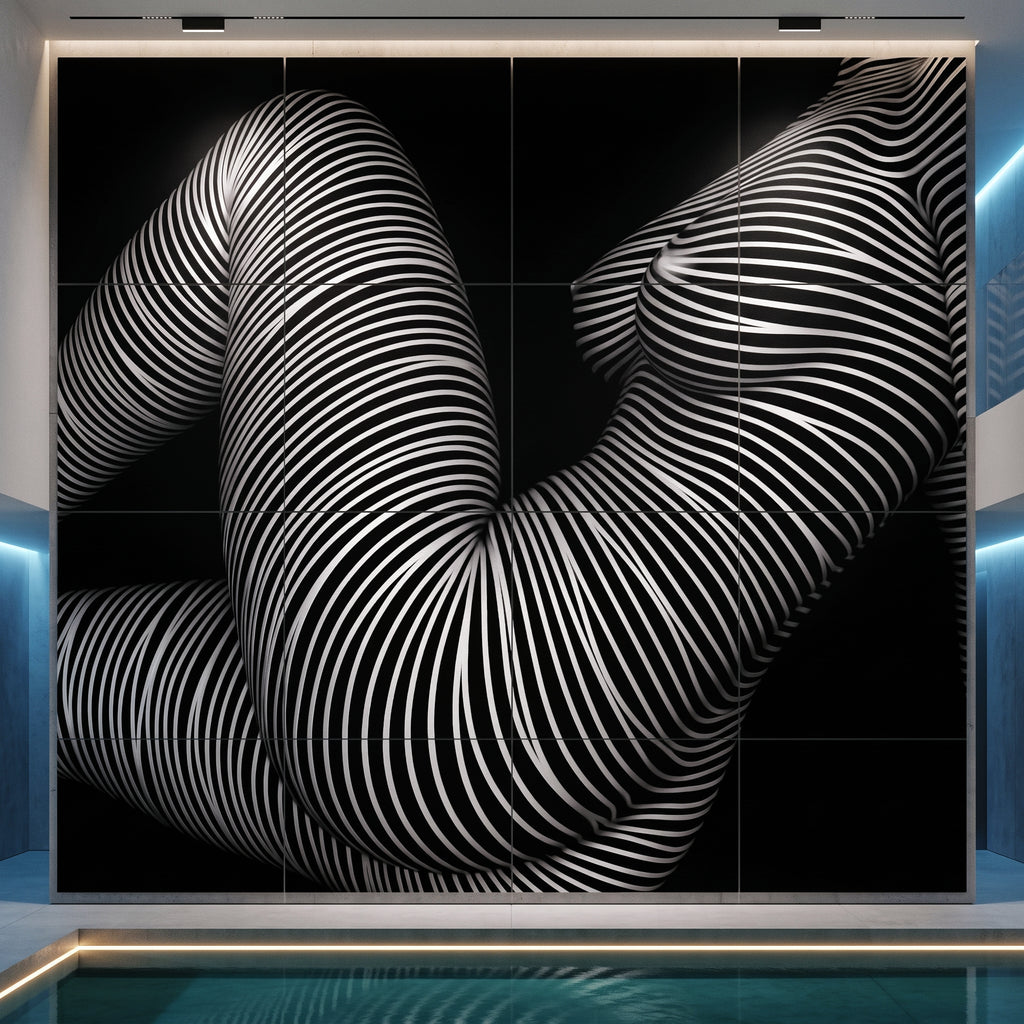 OLYMPIA | Hypnotic Reclined Female Op Art | Luxury Multi-Print Wall Art | 1-Of-1