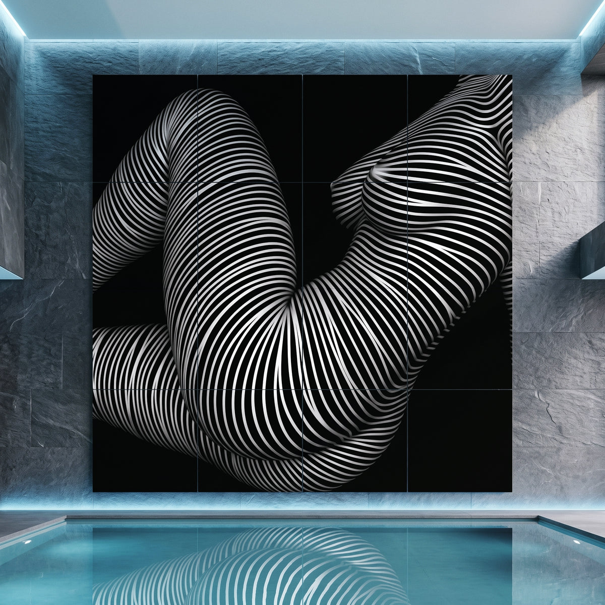 OLYMPIA | Hypnotic Reclined Female Op Art | Luxury Multi-Print Wall Art | 1-Of-1
