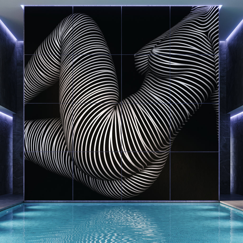OLYMPIA | Hypnotic Reclined Female Op Art | Luxury Multi-Print Wall Art | 1-Of-1
