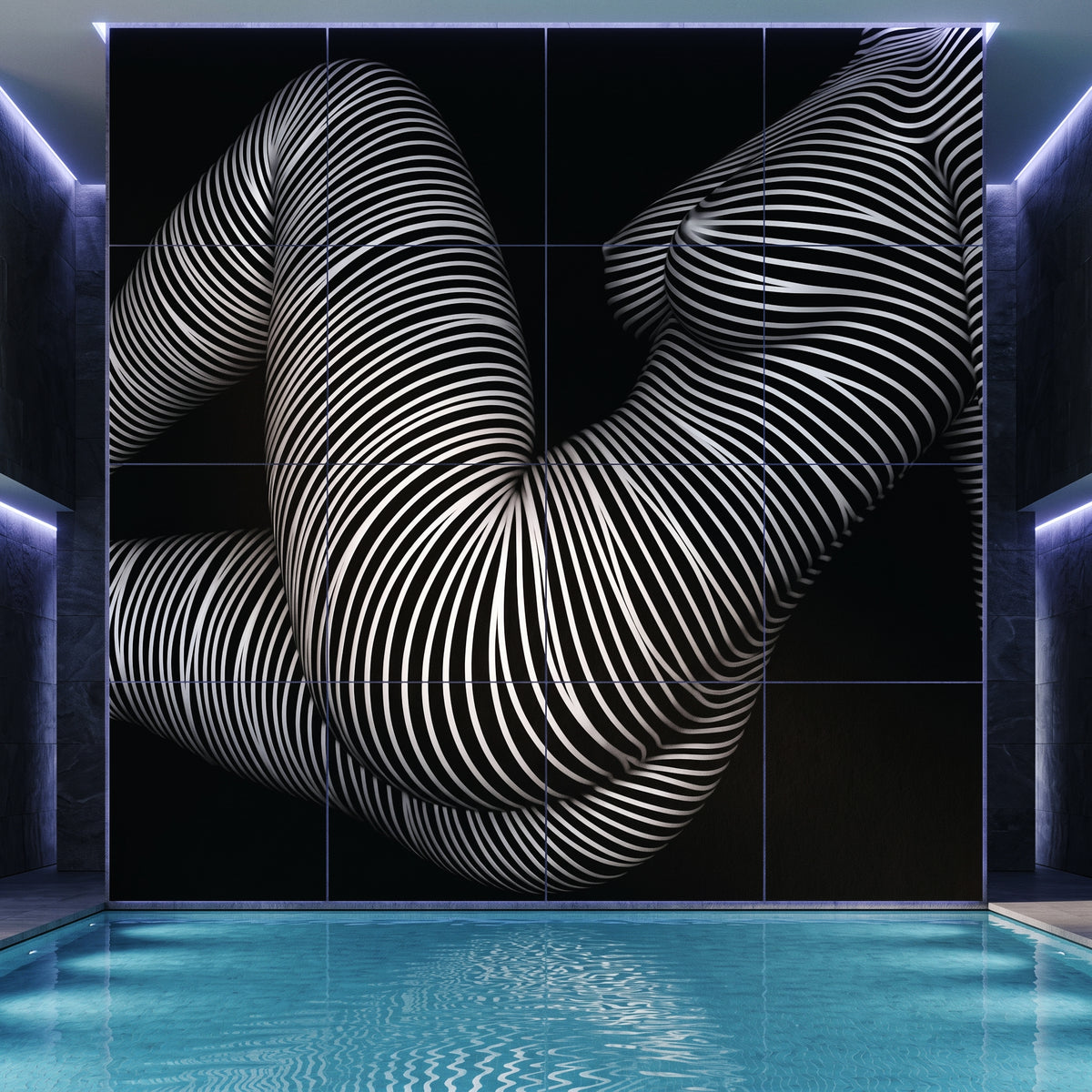 OLYMPIA | Hypnotic Reclined Female Op Art | Luxury Multi-Print Wall Art | 1-Of-1