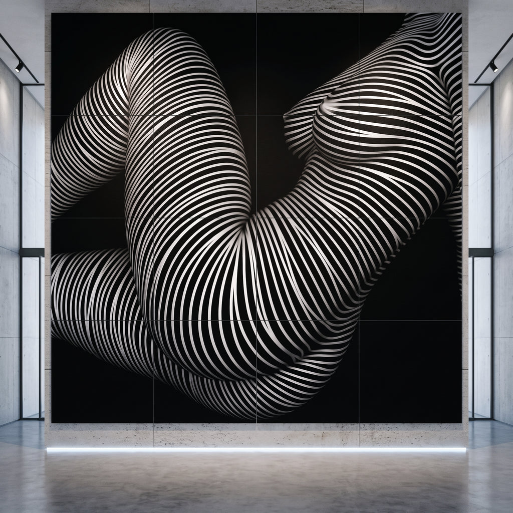 OLYMPIA | Hypnotic Reclined Female Op Art | Luxury Multi-Print Wall Art | 1-Of-1