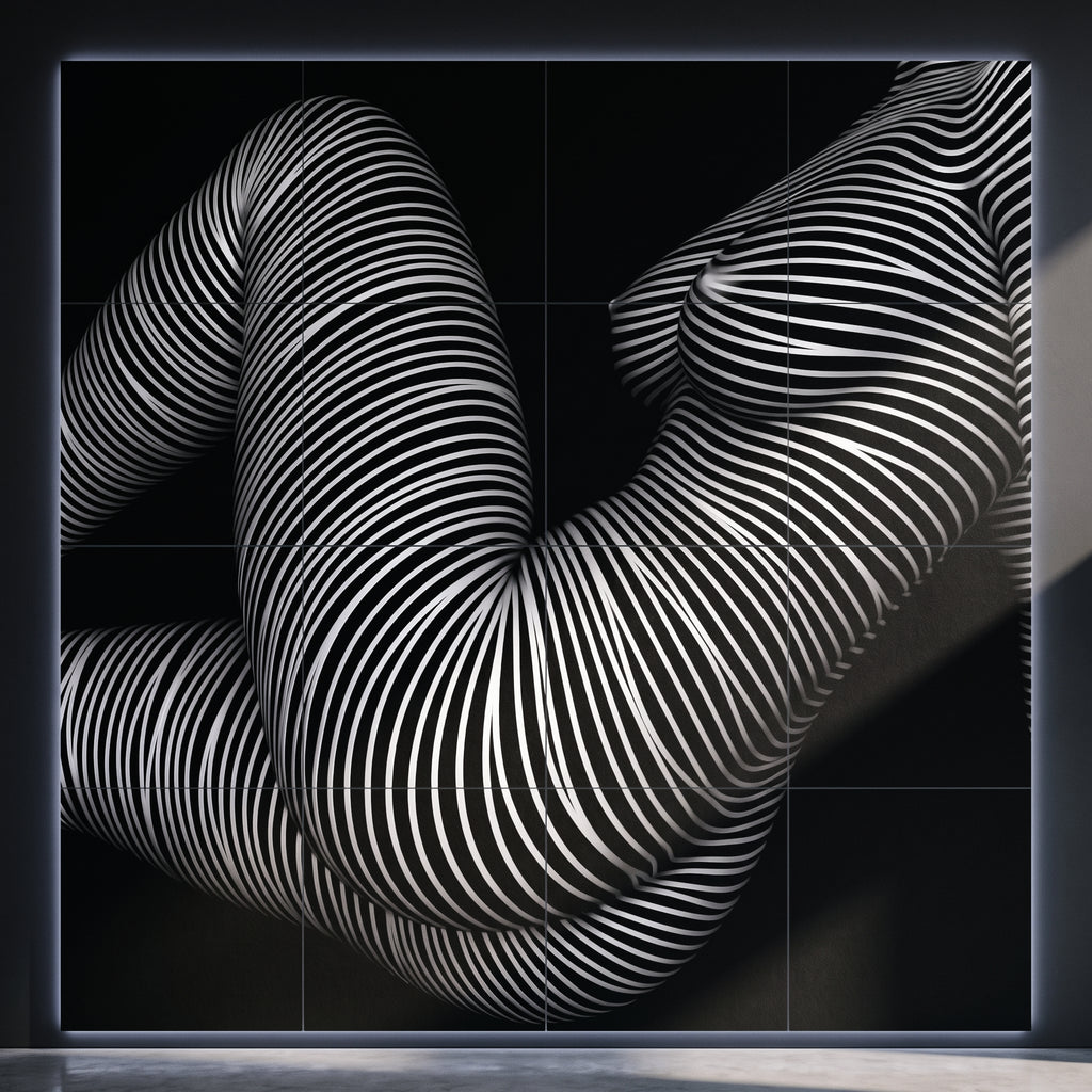OLYMPIA | Hypnotic Reclined Female Op Art | Luxury Multi-Print Wall Art | 1-Of-1