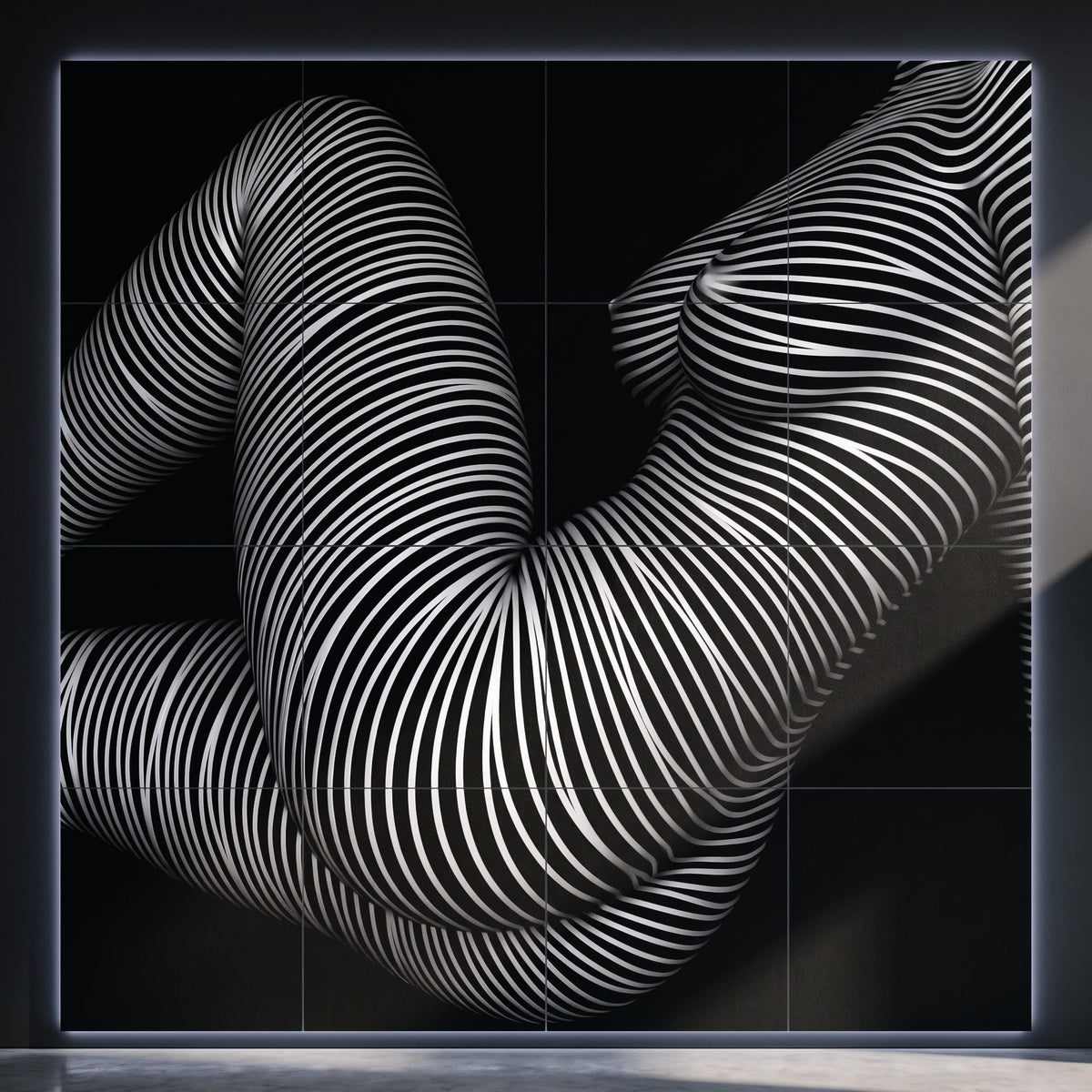 OLYMPIA | Hypnotic Reclined Female Op Art | Luxury Multi-Print Wall Art | 1-Of-1