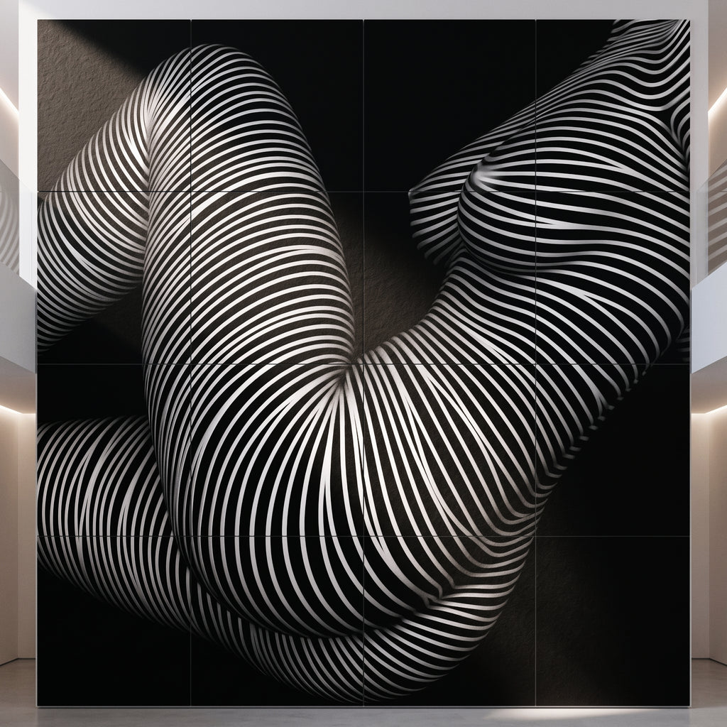 OLYMPIA | Hypnotic Reclined Female Op Art | Luxury Multi-Print Wall Art | 1-Of-1