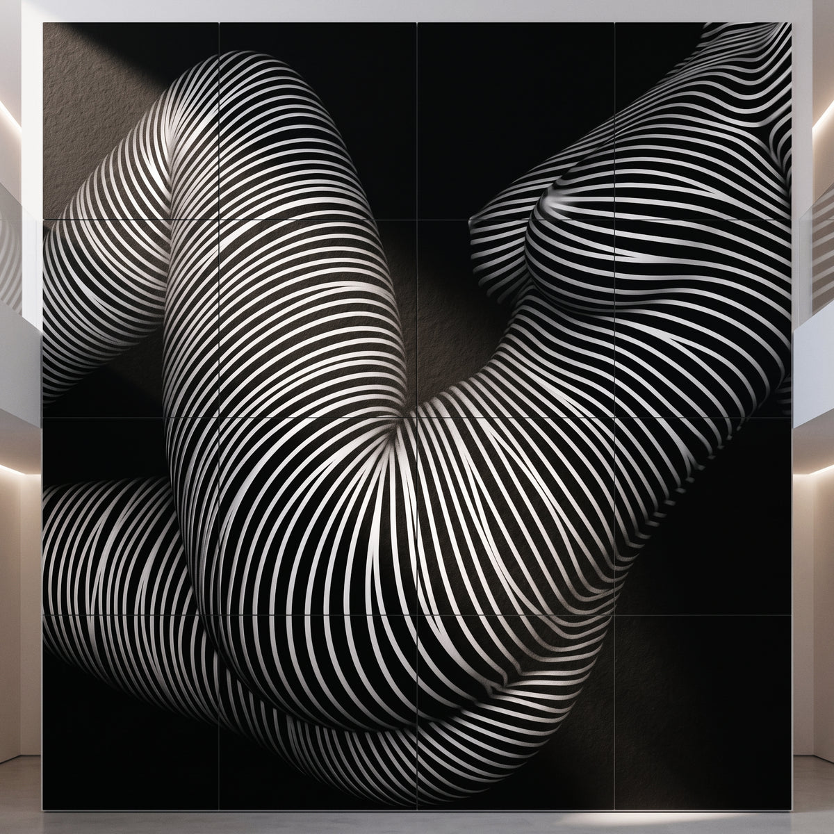 OLYMPIA | Hypnotic Reclined Female Op Art | Luxury Multi-Print Wall Art | 1-Of-1