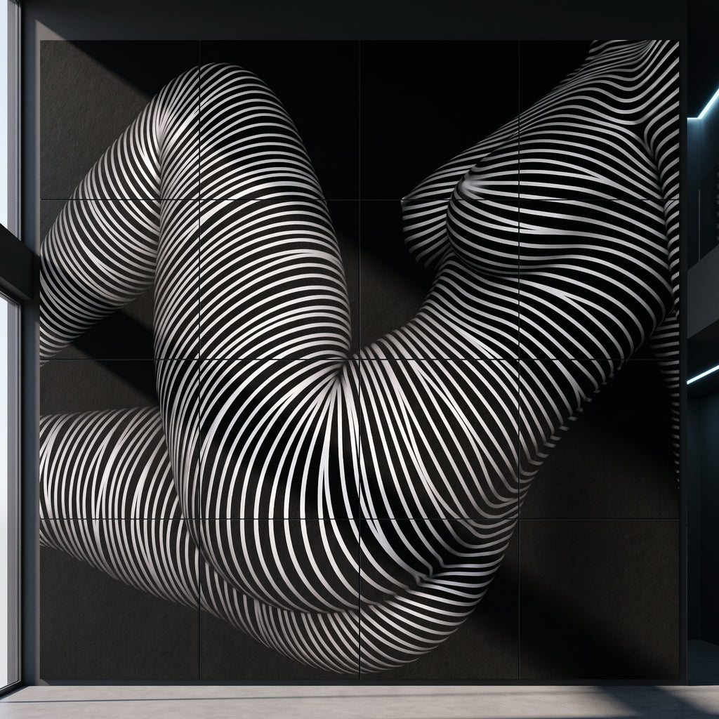 OLYMPIA | Hypnotic Reclined Female Op Art | Luxury Multi-Print Wall Art | 1-Of-1