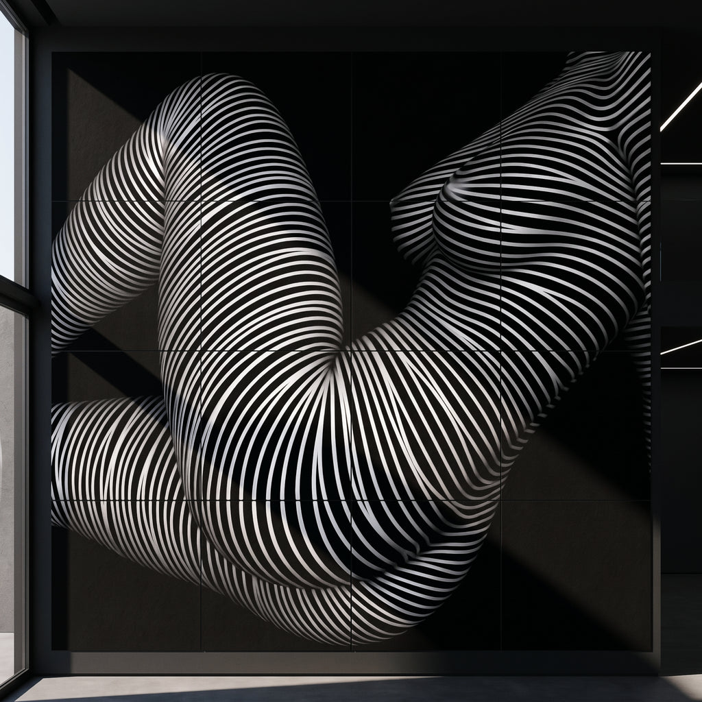 OLYMPIA | Hypnotic Reclined Female Op Art | Luxury Multi-Print Wall Art | 1-Of-1