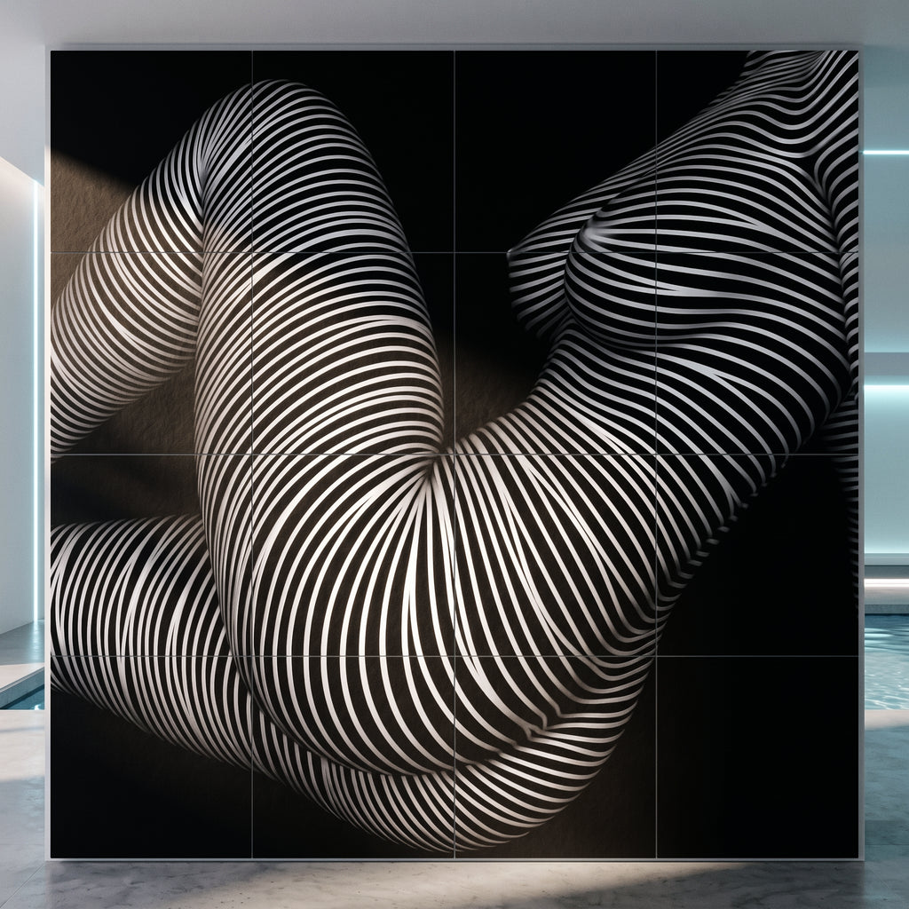 OLYMPIA | Hypnotic Reclined Female Op Art | Luxury Multi-Print Wall Art | 1-Of-1