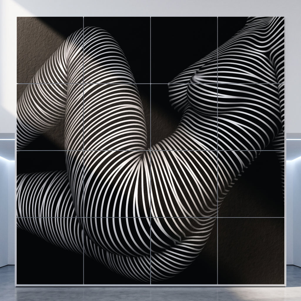 OLYMPIA | Hypnotic Reclined Female Op Art | Luxury Multi-Print Wall Art | 1-Of-1