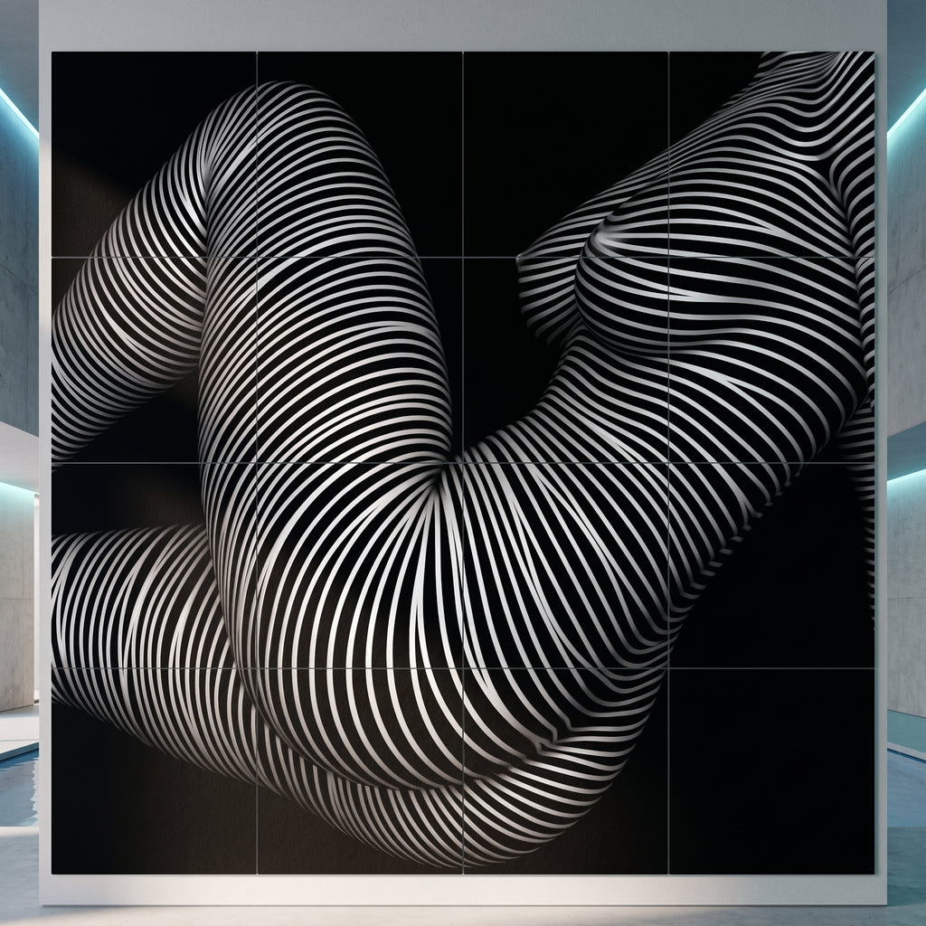 OLYMPIA | Hypnotic Reclined Female Op Art | Luxury Multi-Print Wall Art | 1-Of-1