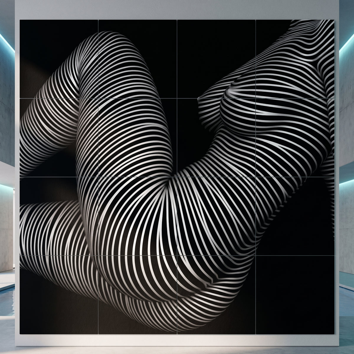 OLYMPIA | Hypnotic Reclined Female Op Art | Luxury Multi-Print Wall Art | 1-Of-1