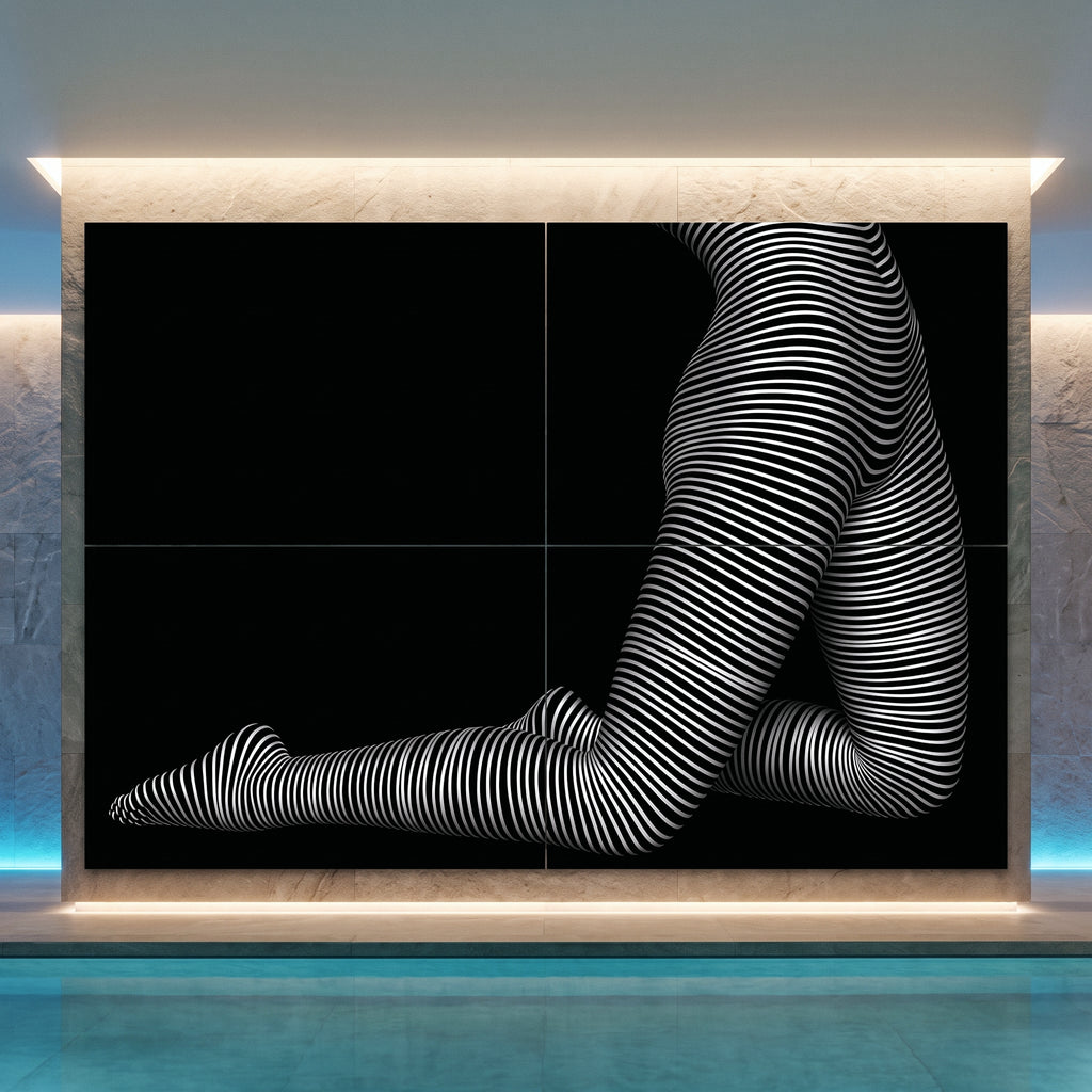 PEARL | Minimalist Kneeling Female Silhouette Op Art | Luxury Multi-Print Wall Art | 1-Of-1