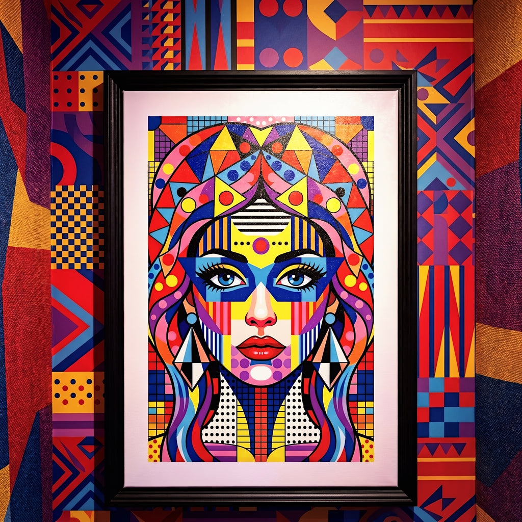 PRIMA | Modern Geometric Female Portrait Wall Art | Vibrant Pop Art Print