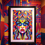 PRIMA | Modern Geometric Female Portrait Wall Art | Vibrant Pop Art Print