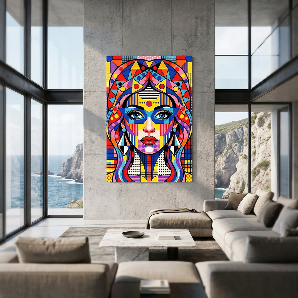 PRIMA | Modern Geometric Female Portrait Wall Art | Vibrant Pop Art Print
