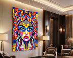 PRIMA | Modern Geometric Female Portrait Wall Art | Vibrant Pop Art Print