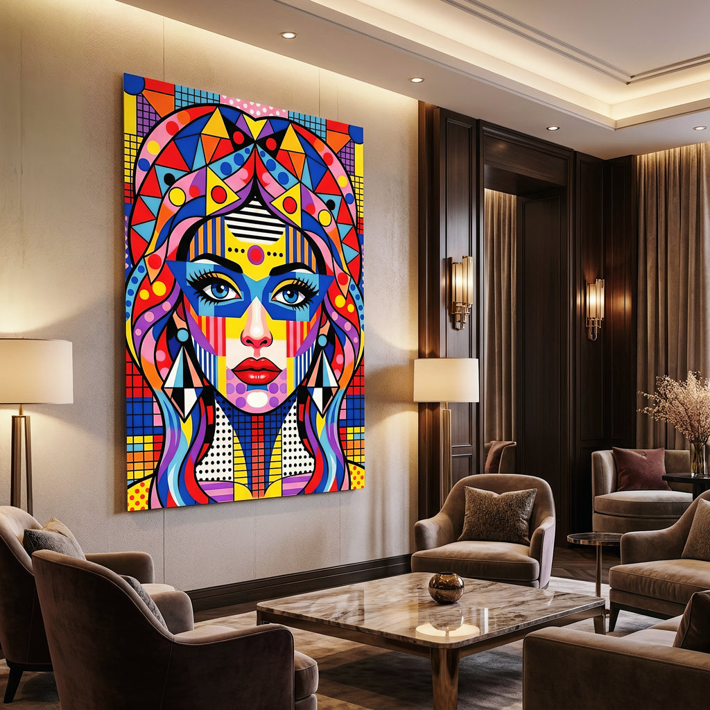 PRIMA | Modern Geometric Female Portrait Wall Art | Vibrant Pop Art Print