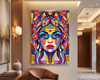 PRIMA | Modern Geometric Female Portrait Wall Art | Vibrant Pop Art Print