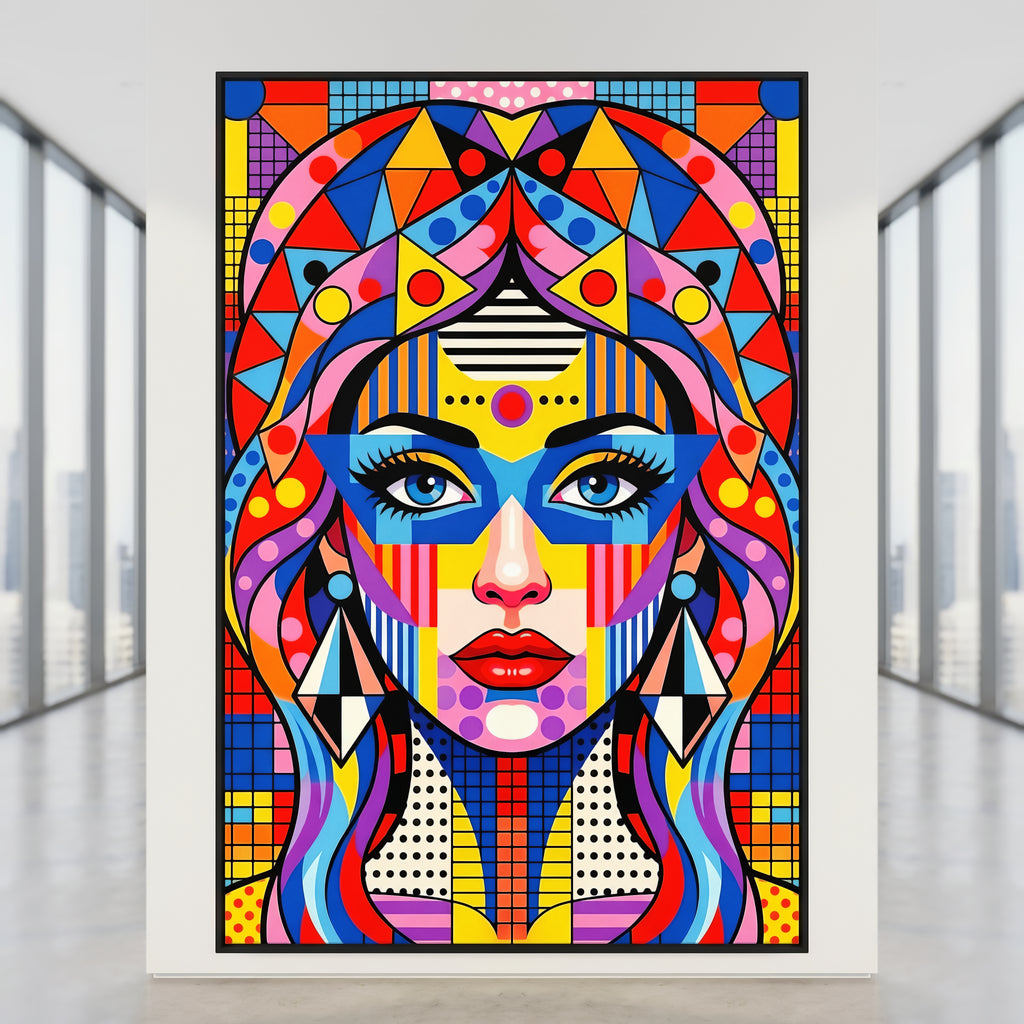 PRIMA | Modern Geometric Female Portrait Wall Art | Vibrant Pop Art Print
