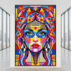 PRIMA | Modern Geometric Female Portrait Wall Art | Vibrant Pop Art Print