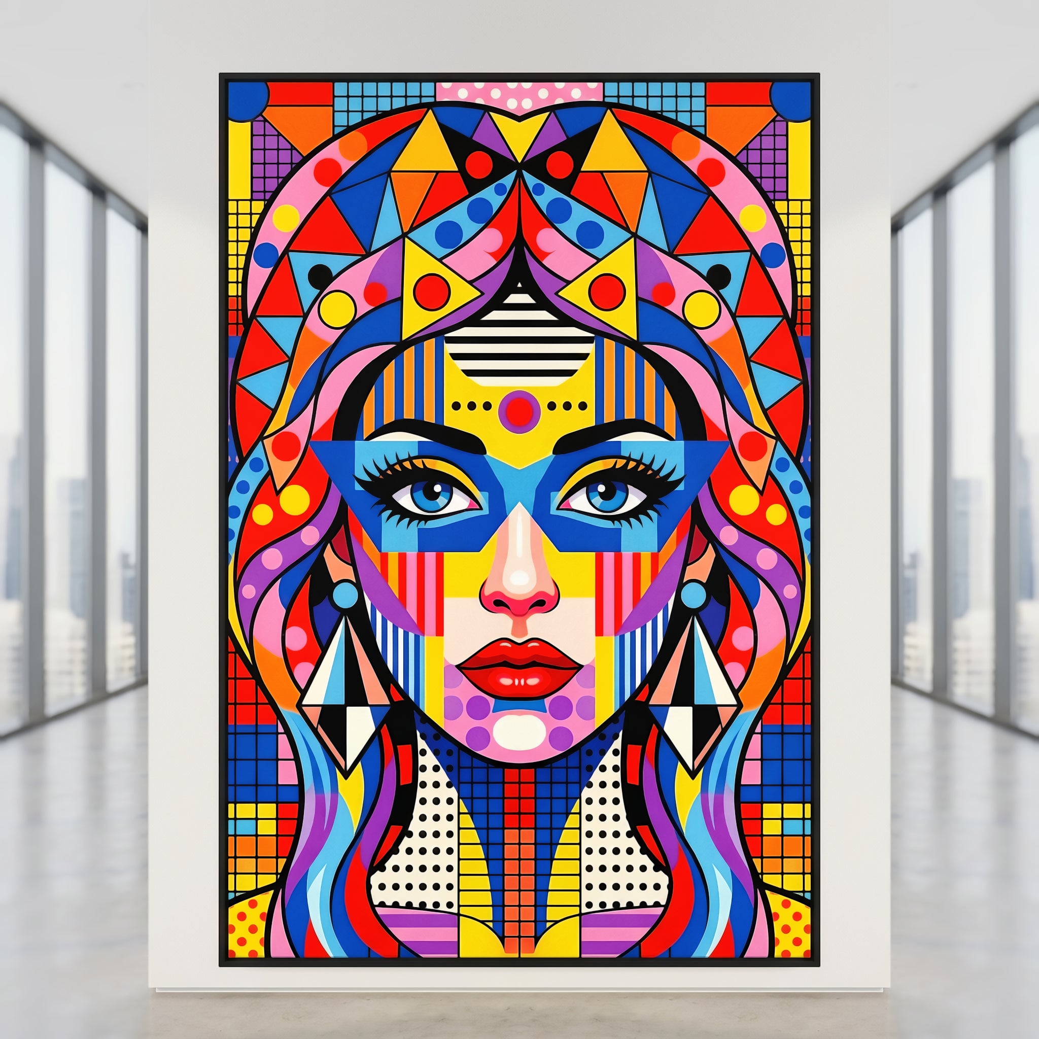 PRIMA | Modern Geometric Female Portrait Wall Art | Vibrant Pop Art Print