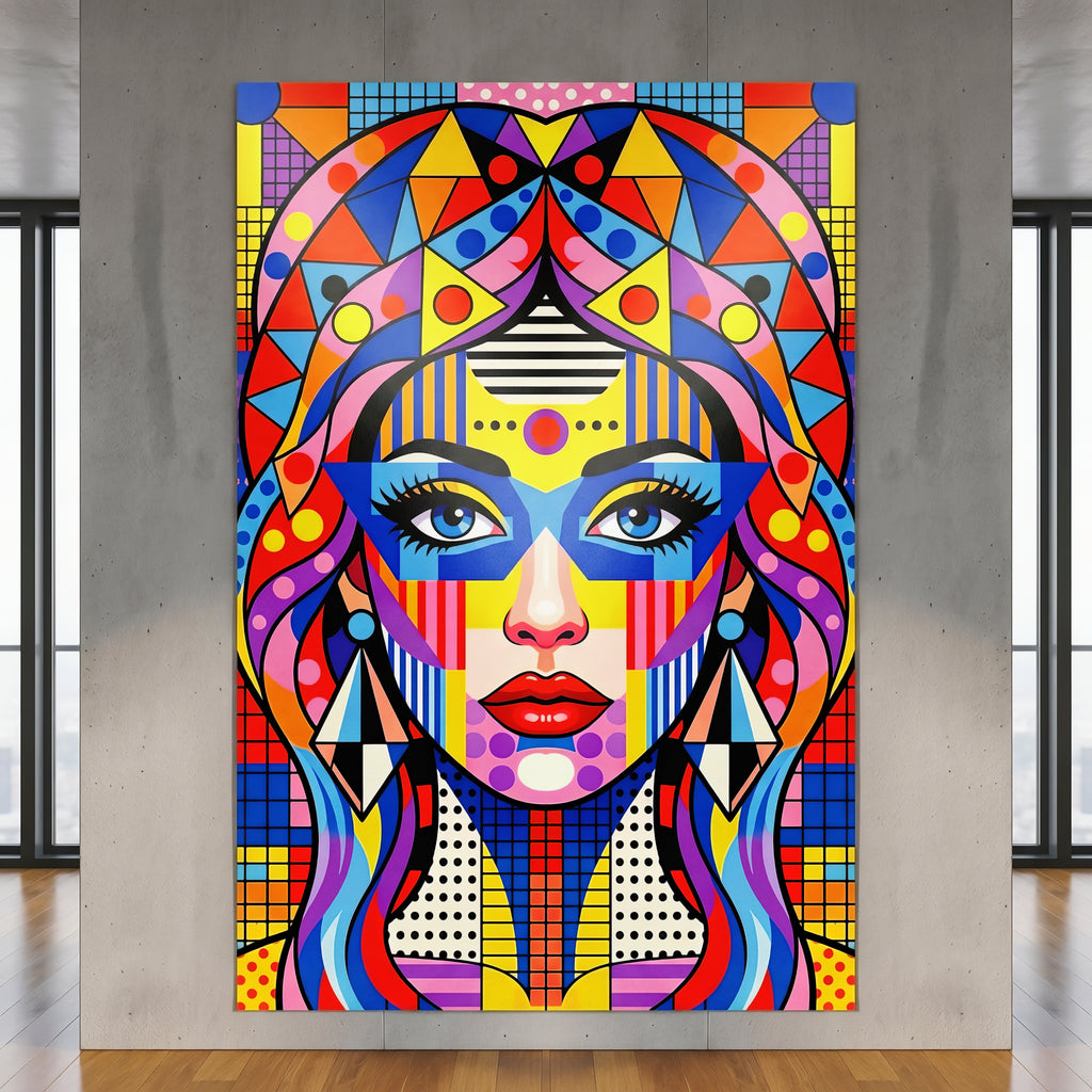 PRIMA | Modern Geometric Female Portrait Wall Art | Vibrant Pop Art Print