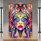 PRIMA | Modern Geometric Female Portrait Wall Art | Vibrant Pop Art Print