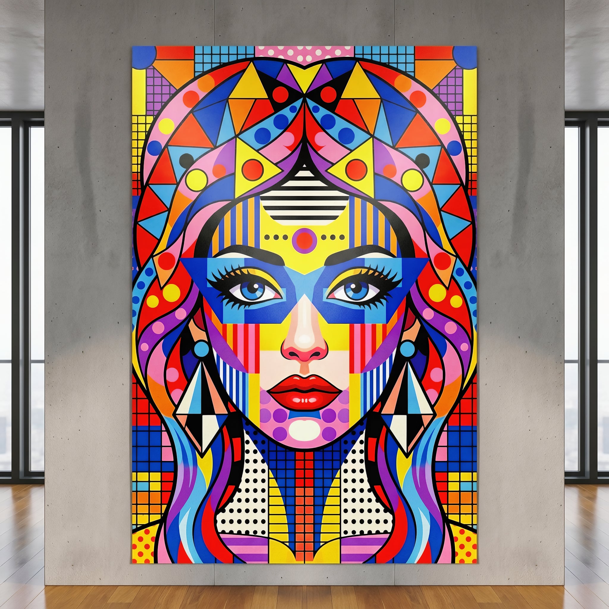 PRIMA | Modern Geometric Female Portrait Wall Art | Vibrant Pop Art Print