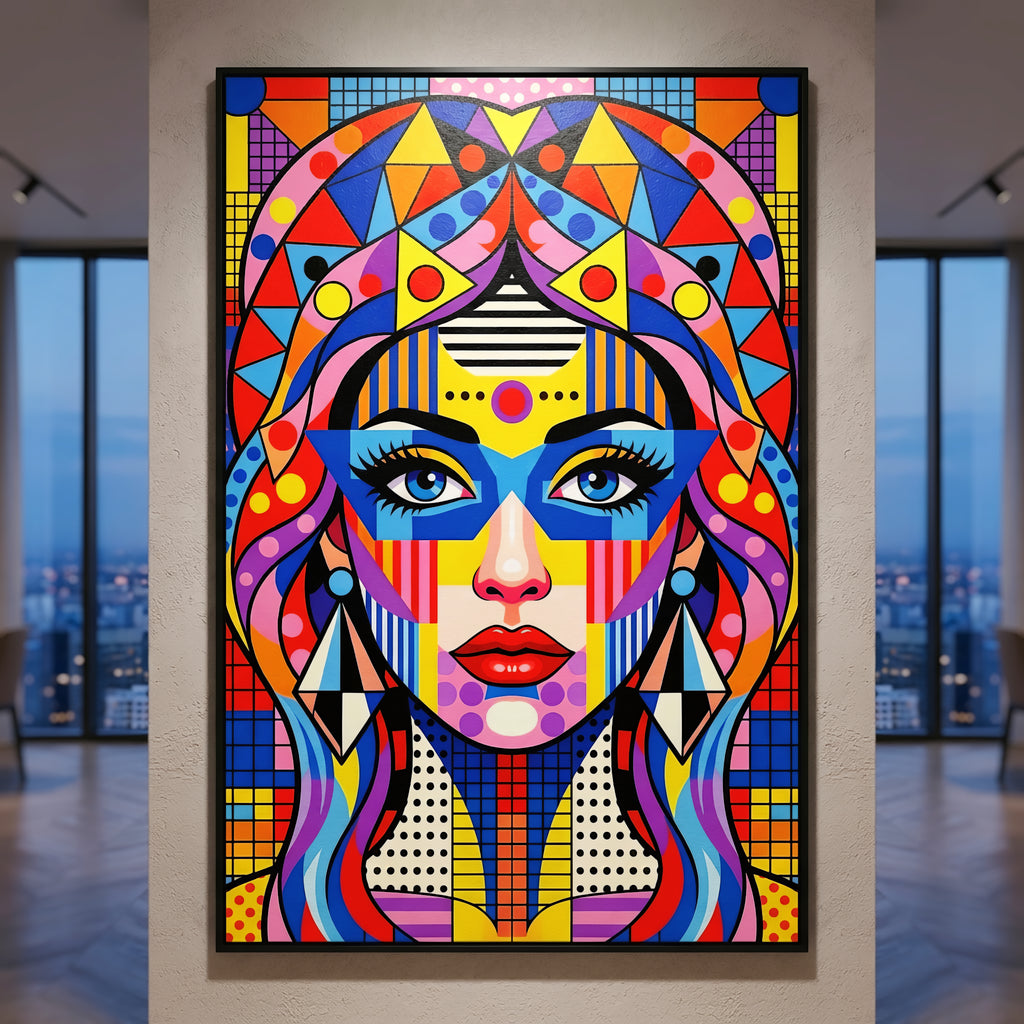 PRIMA | Modern Geometric Female Portrait Wall Art | Vibrant Pop Art Print