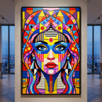 PRIMA | Modern Geometric Female Portrait Wall Art | Vibrant Pop Art Print