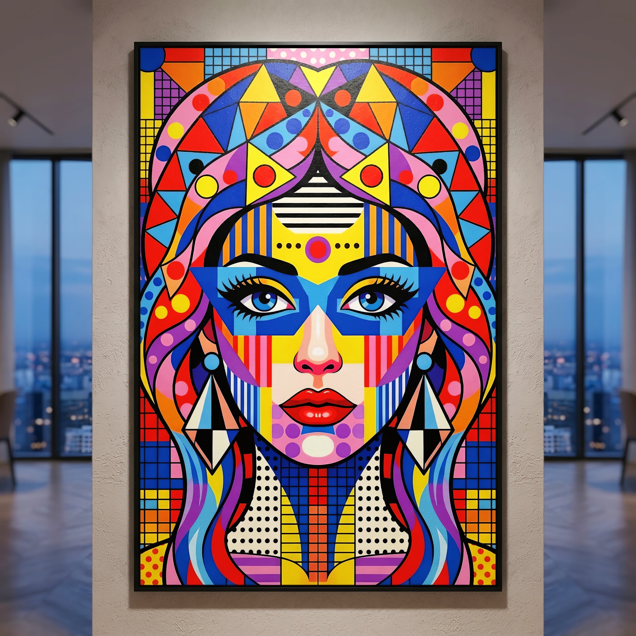 PRIMA | Modern Geometric Female Portrait Wall Art | Vibrant Pop Art Print