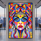 PRIMA | Modern Geometric Female Portrait Wall Art | Vibrant Pop Art Print