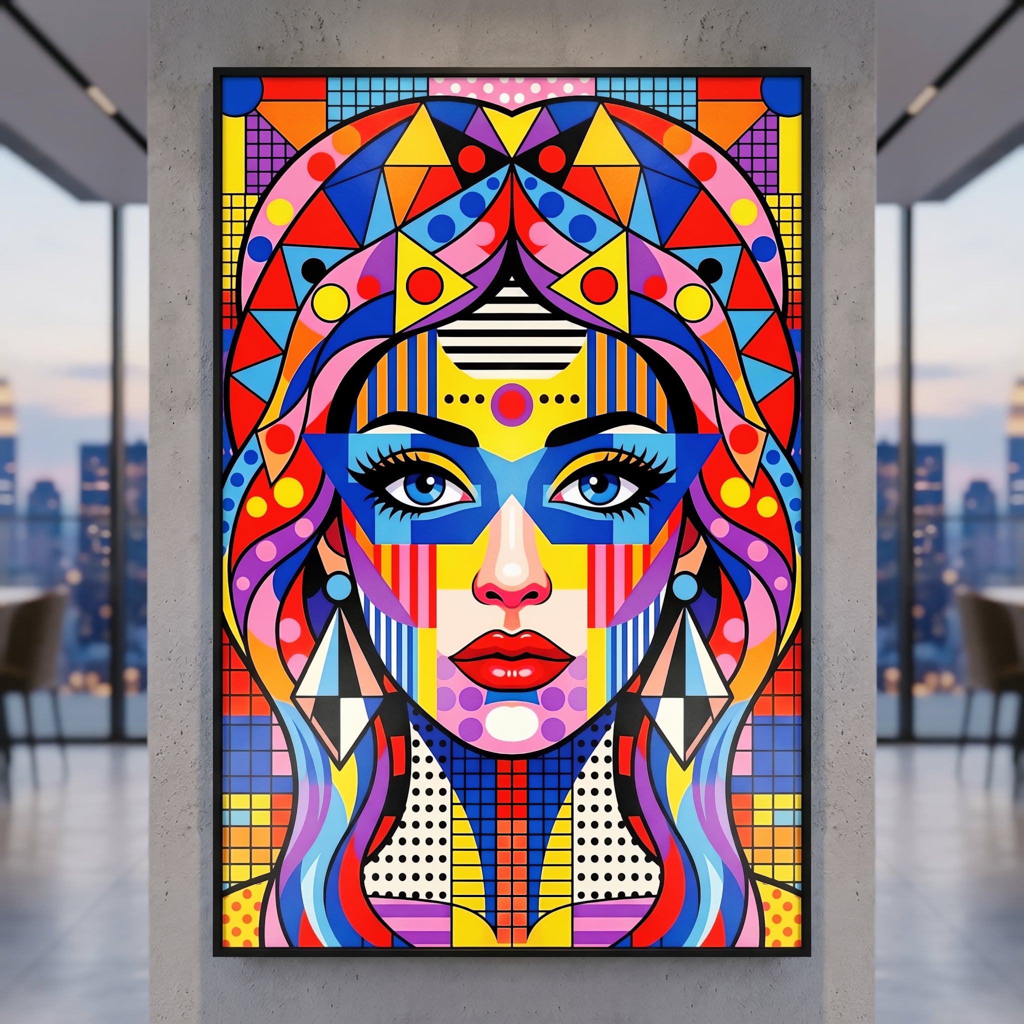 PRIMA | Modern Geometric Female Portrait Wall Art | Vibrant Pop Art Print