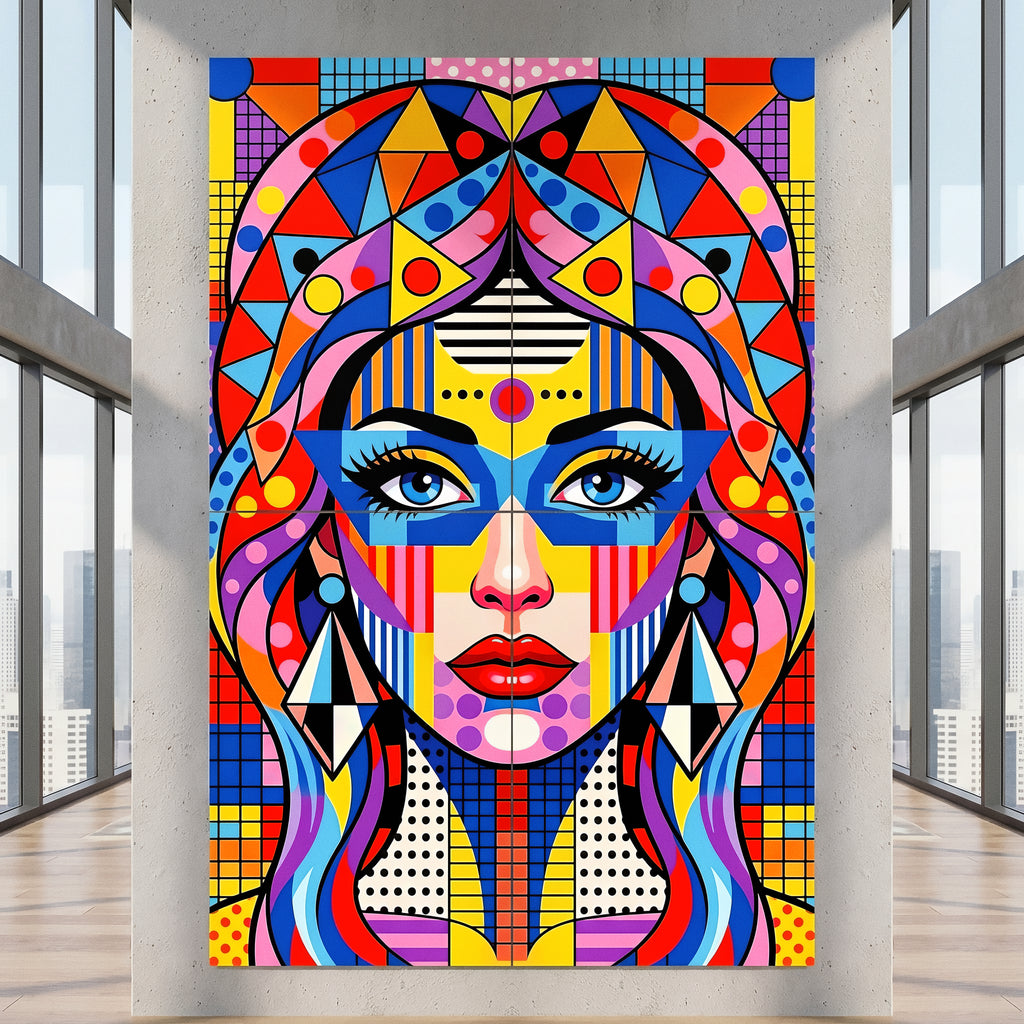 PRIMA | Modern Geometric Female Portrait Pop Art | Vibrant Multi-Print Wall Art