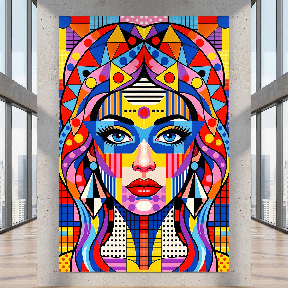 PRIMA | Modern Geometric Female Portrait Pop Art | Vibrant Multi-Print Wall Art
