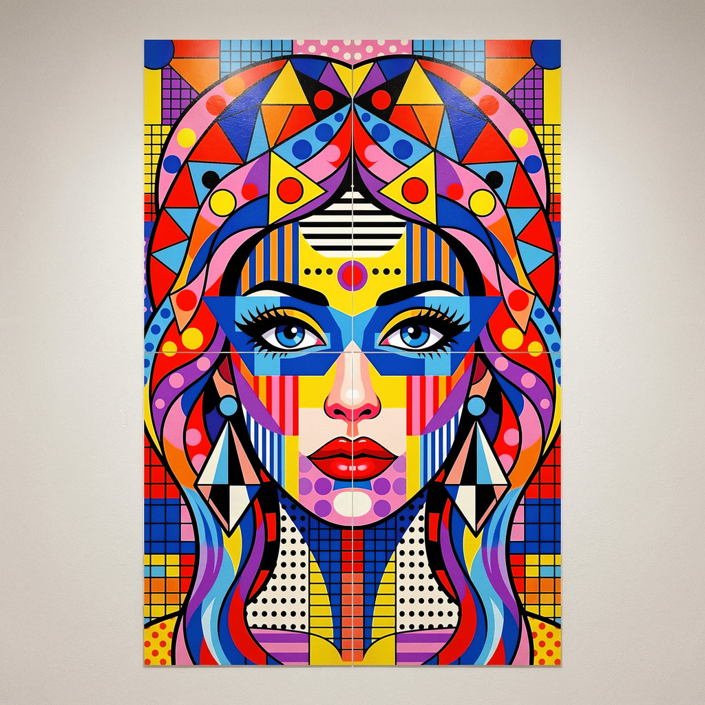 PRIMA | Modern Geometric Female Portrait Pop Art | Vibrant Multi-Print Wall Art