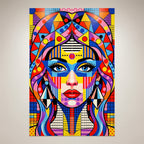 PRIMA | Modern Geometric Female Portrait Pop Art | Vibrant Multi-Print Wall Art