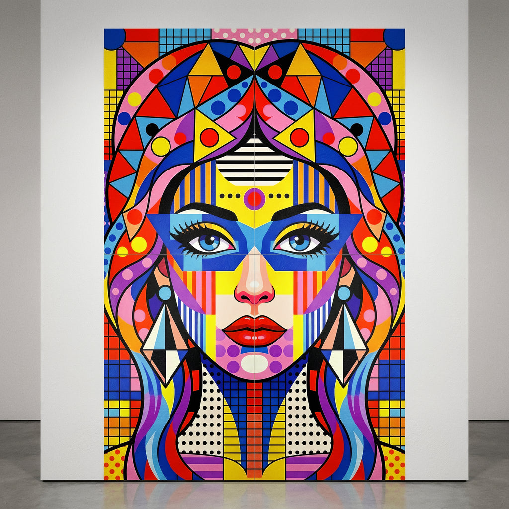 PRIMA | Modern Geometric Female Portrait Pop Art | Vibrant Multi-Print Wall Art