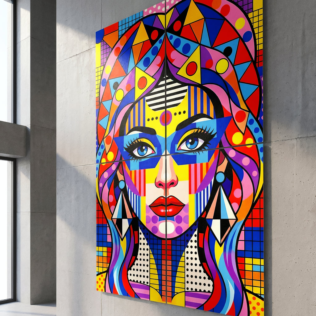 PRIMA | Modern Geometric Female Portrait Pop Art | Vibrant Multi-Print Wall Art