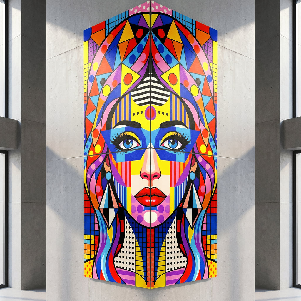 PRIMA | Modern Geometric Female Portrait Pop Art | Vibrant Multi-Print Wall Art