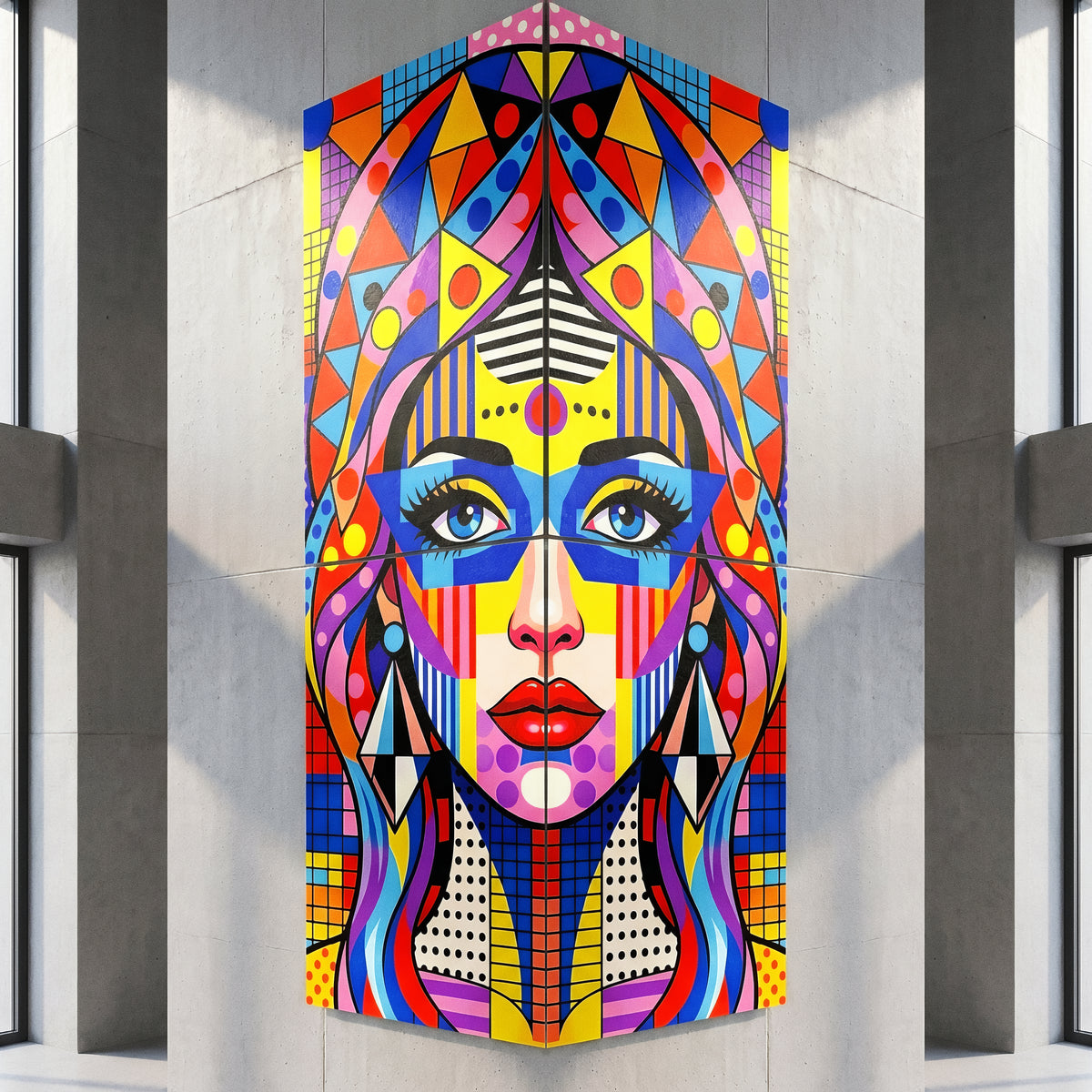 PRIMA | Modern Geometric Female Portrait Pop Art | Vibrant Multi-Print Wall Art