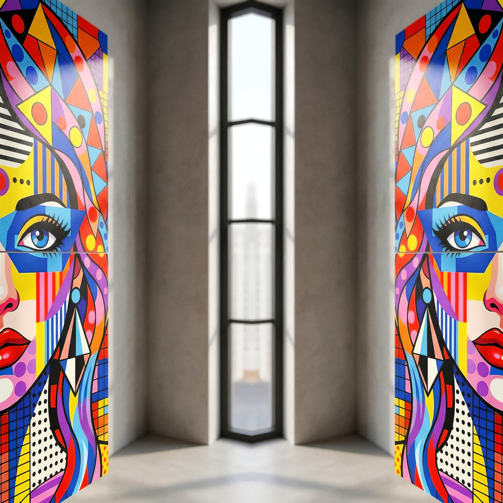 PRIMA | Modern Geometric Female Portrait Pop Art | Vibrant Multi-Print Wall Art